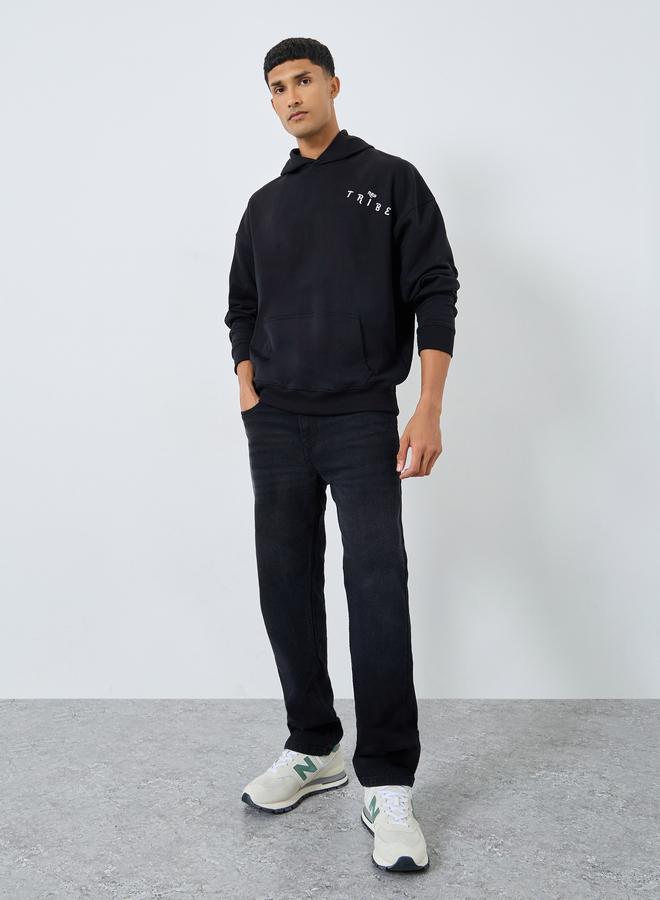 Styli Men Black Oversized Heavy Fleece Hoodie - Image 2